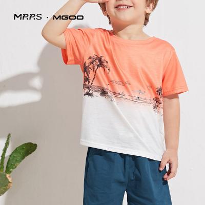 China QUICK DRY MRRS Customized Tropical Print Ombre Tee Toddler And Blank Shorts Sets For Boys for sale