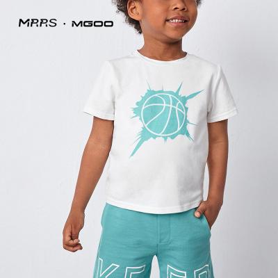 China MRRS QUICK DRY Customized Aquarell Pure Mediate Print Basketball OEM White Cotton Tee For Boys for sale