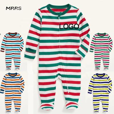 China Custom Breathable/Wear Resistance MRRS Logo Baby Christmas Cotton Baby Footie Pajamas for sale