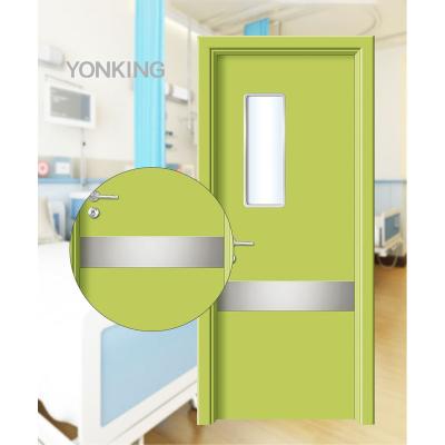 China Fully Finished Fire Protection PVC Brown 6 Panel Steel Door Bedroom Security Cheap Solid Wood Doors With Lock For Medical for sale