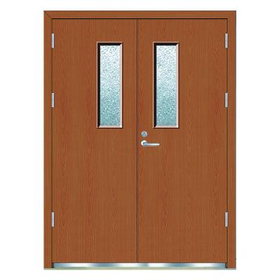 China Exterior fire protection main door for house simple design wooden door with sidelight pivot modern solid wood entry doors for sale