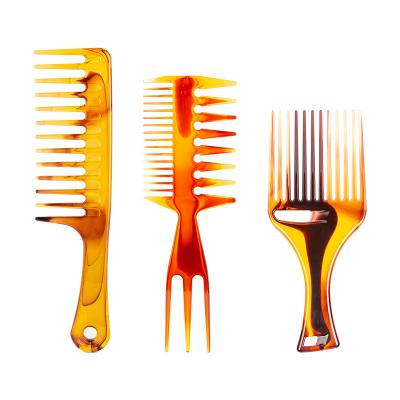 China Waterproof Salon Hair Styling Comb Fish Tail Bone People Forms Hair Wide Tooth Comb Set 3pcs for sale