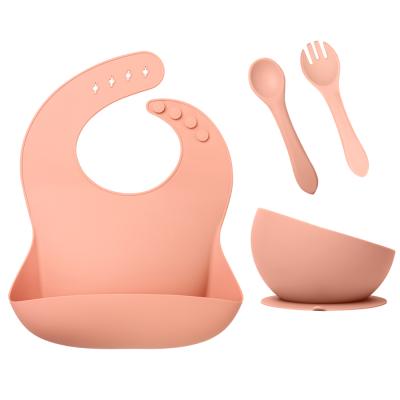 China BPA Free 2020 Wholesale Newborn Silicone Baby Bibs Feeding Baby Dish Spoon Set Straw for sale