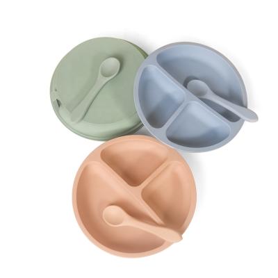 China New disposable bpa free baby suction silicone dish with divider for sale