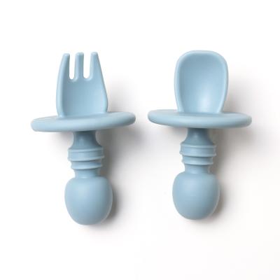 China BPA Free Colors Stylish Baby Mini Silicone Fork and Spoon Set for sale