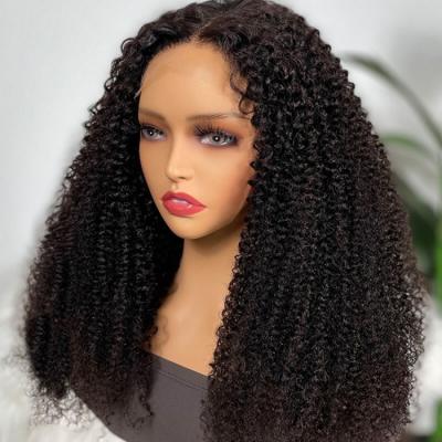 China Body Wave 12A Grade 200% Density Afro Kinky Curly Wig Hd Lace Frontal Wig Hair for sale