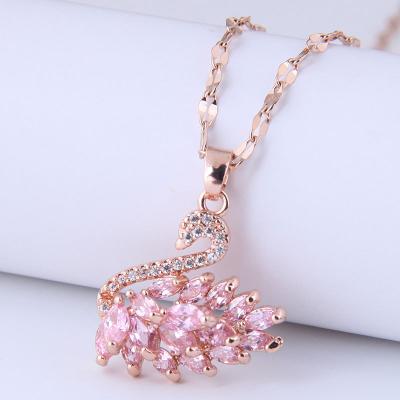 China Romantic Dangle Goose Crystal Charms Necklaces Women Boho Jewelry Collares De Moda VCU Necklace Swan Animals for sale