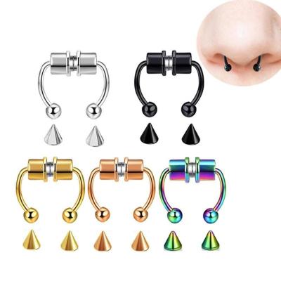 China FASHIONABLE Surgical Titanium Magnetic Nose Ring Septum Ring Horseshoe Piercing Party Women Magnetic Piercing Jewelry Gifts for sale