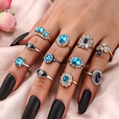 China BOHEMIA VCU Ring Set Bohemian Gold Silver Crystal Rhinestone Boho Jewelry for sale