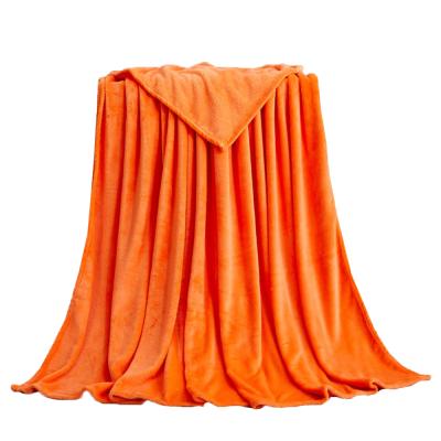 China Anti-Static Fluffy Quick Throw Comfortable Orange Polyester Fleece 100% Production Blanket for sale