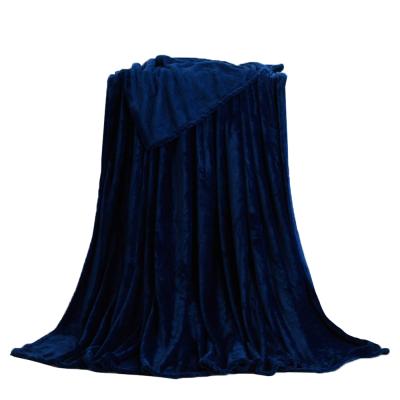 China Wholesale anti-static 100% polyester flannel fleece blanket air conditioning navy bule blanket for summer for sale