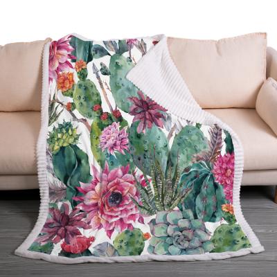 China PASSIONATE Cactus Painted Pattern Bed Couch Sofa Lightweight Traveling Camping Throw Super Soft Cover for sale