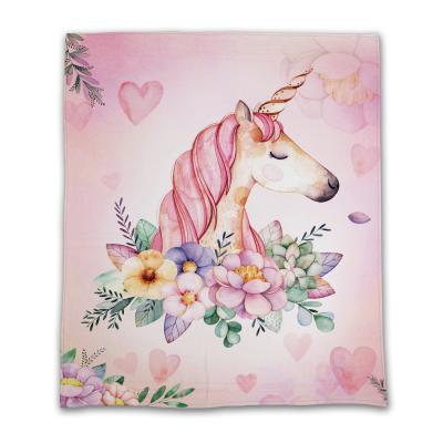 China PORTABLE high quality unicorn printed soothing comfort girl moving blanket for sale