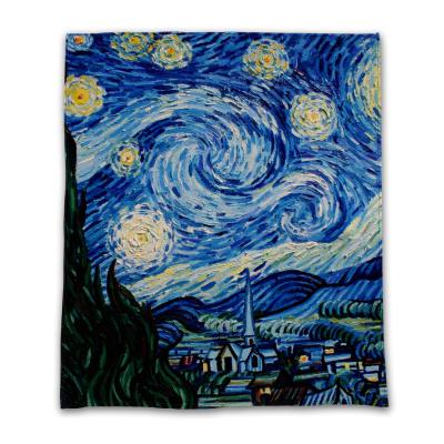 China Van Gogh's Starry Night PORTABLE Printing Soft Warm Flannel Art Blanket for sale