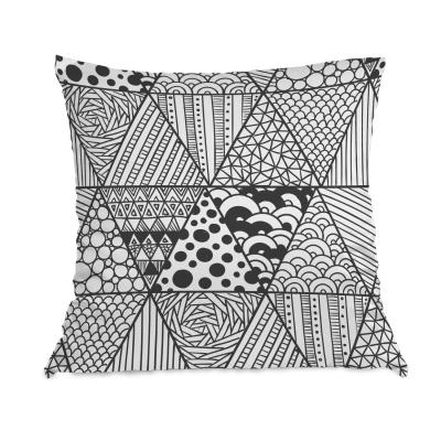 China Non-Toxic Cheap High Quality Bohemian Pattern Style Black And White Imitated Silk Satin Boho Backdrop Pillow Cases for sale