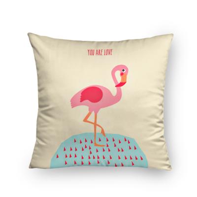 China Non-Toxic Custom Super Soft Satin Zipper Flamingo Print Hidden Funny Square Imitated Silk Pillow Case Standard Size Chair Pillowcase for sale