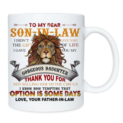 China AliExpress Expensive Gift Son-in-Law Cartoon Lion Printing 11oz Hot Selling Custom Coffee Mugs With Logo for sale