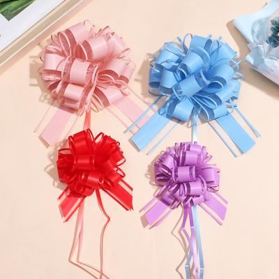 China New Simple But Elegant Style Gift Wrap Christmas Decorations Pull Flower Ribbon Organza Pom Pom Pull Bow Maker 5*150cm for sale