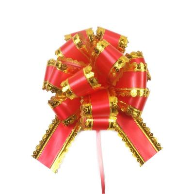 China Simple but elegant gift wrap Christmas decorations pull spherical wave-shaped plastic bow 5*150cm flower ribbon flower pull for sale