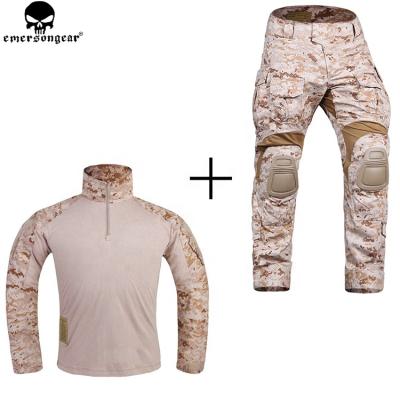 China EMERSONGEAR New Multicam Military Shirt G3 Combat Anti-UV Army Uniform Hunting Tactical Pants With Knee Pads AOR1 Desert for sale