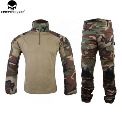 China Emersongear Anti-UV Combat Uniform Hunting Clothes Camouflage Emerson Woodland Tactical Pants Ghillie Suit With Knee Pads for sale