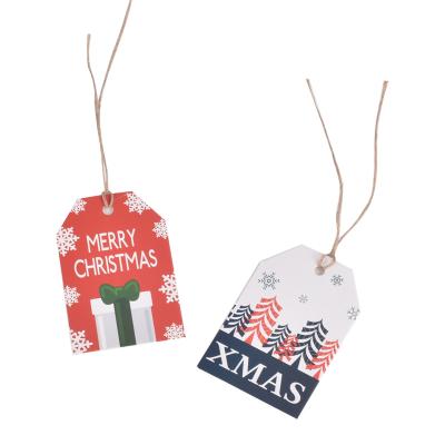 China New Sustainable Christmas Wrapping Paper Label Santa Claus Tree Gift Tag Card Christmas Decoration Hang Tag for sale