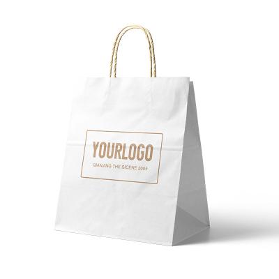 China Recycled Materials Wholesale Custom White Logo Printed Shoes Paper Bag Packaging Paper Bag Packaging Kraft Paper Bag With Handles Shoes for sale