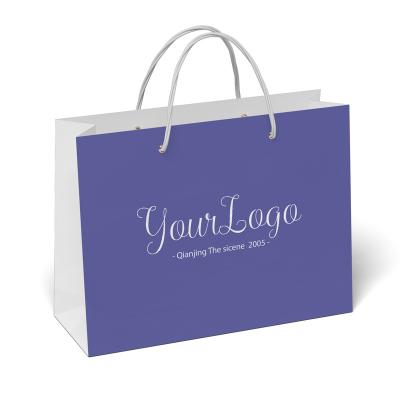 China Recycled Materials Customized Craft Printing Clothing Shopping Kraft Paper Bag With Your Own Logo White for sale