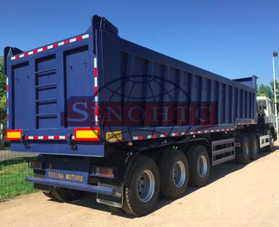 China 25 - 35m3 Steel End Dump Trailers ,  60 Tons Tipper Semi Trailer 12 / 16 Tyre for sale