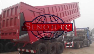 China 35m3 Tri Axle Dump Trailer With Assistant Cylinder , 80T Semi Trailer End Dump Truck for sale