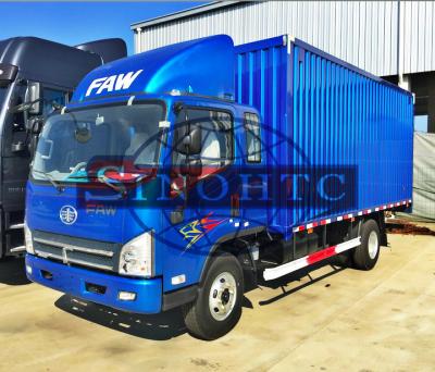 China 3 - 5 Tons Cargo Transport Truck LHD FAW Closed Van Truck 5000Kg Rated Load for sale