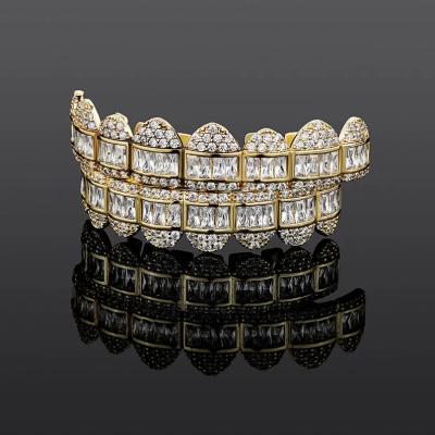 China Hiphop Iced Out Cut Hip Hop VVS Moissanite Grillz &Round Sterling Silver Baguette Jewelry 925 for sale