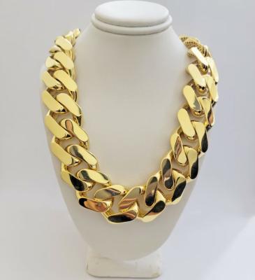 China Big Guy Real 10K Gold 24mm Width Hiphop Hollow Monaco Miami Cuban Link Sparkle Chain for sale