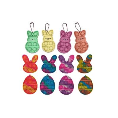 China 2022 Bunny Rabbit Peeps Popper Cute Rabbit Egg Easter Eggs Gifts Push Key Mini Pop Bubbles Sensory Fidget Chain Toy for sale