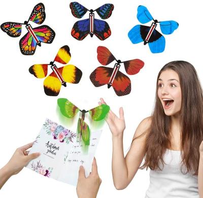 China Lovely Toy Magic Butterfly Flying Toys Funny Wrap Elastic Band Powered Up New Special Toy Kids Children Great Surprise Fidgety Person Gift for sale