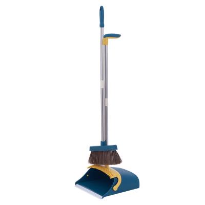 China Home Maker Durable Material 3 in 1 Plastic Tooth Metal Broom and Dustpan Sweeping Set for sale