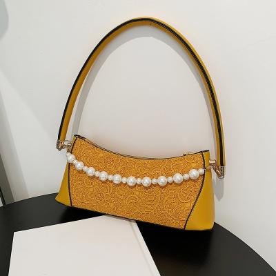 China Fashion Fashion Pearl Chain Armpit Bags Long Stick Shape Handbag Prints Shoulder Women for sale