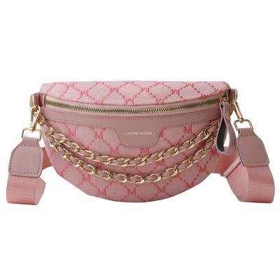 China 2021 new fashion popular outdoor sport shoulder chain casual leather cross - body sling bags pinch waist bag small chest bag for sale