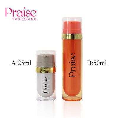 China New Cosmetic Factory Empty Acrylic Lotion Bottle With Pump 25ml/50ml Round Portable Plastic Cosmetic Container for sale