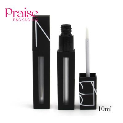 China Fashionable Wholesale Black Plastic Square Tube 10ml Lip Gloss Cosmetic Lip Gloss Packaging Tube for sale