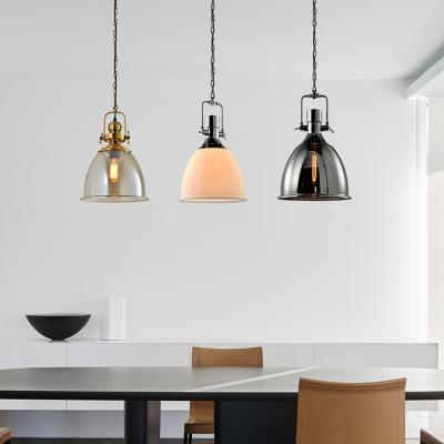 China Contemporary European Indoor Glass Decor 40W E27 Kitchen Style Factory Factory Style Iron Pendant Lighting for sale