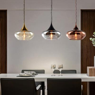 China Modern Hot Sale Contemporary Home Indoor Iron Simple Style 40W E27 Glass Pendant Lighting Living Room Decor for sale