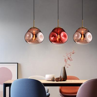 China New Model European Style Home Artistic Villa Interior Decoration E27 40W Colorful Glass Pendant Lamp for sale