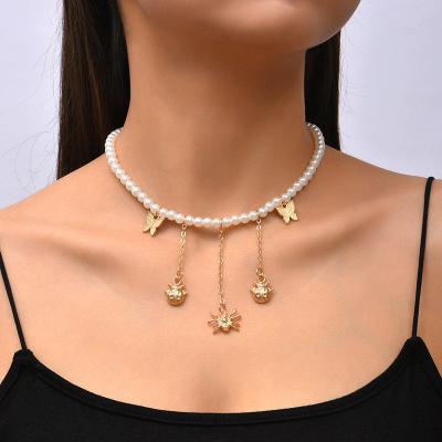 China Butterfly Beaded Choker Ladybug Ladybug Vintage Bead Spider Insect Female Tassel Necklace for sale