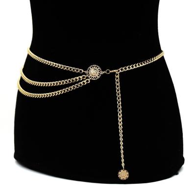 China Pretty New Fashion Sexy Designer Brand Metal Chain Luxury Belt For Women Coin Gold Hip Hop Personality Style Female Tassel Belts for sale