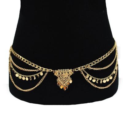 China Fashionable Sexy Bohemian Pretty Sequins Waist Chain For Women Retro Decorative Waist Chain Soft Body Chain for sale