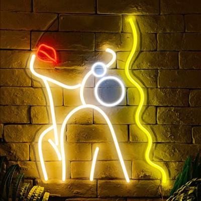 China Bobcat Graceful Women Lady Neon Projection Sign Wall Neon Sign for Shop Bar Home Decoration for sale