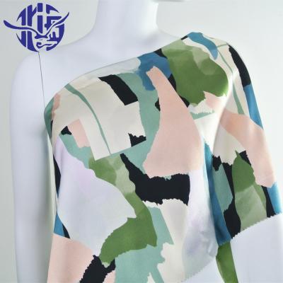 China Viscous Rayon Durable Heavy Duty Irregular Satin Digital Printed Tear Pattern Fabric For Dress for sale