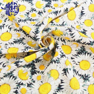 China Viable Sunflower Design Custom Digital Printed Cotton Canvas Blend Fabric For Baby Clothes for sale