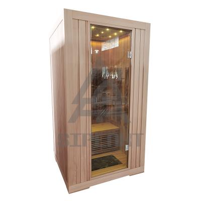 China Computer Control Panel High Quality Wooden Hemlock Sauna Luxury Far Infrared Dry Room For Hotel for sale